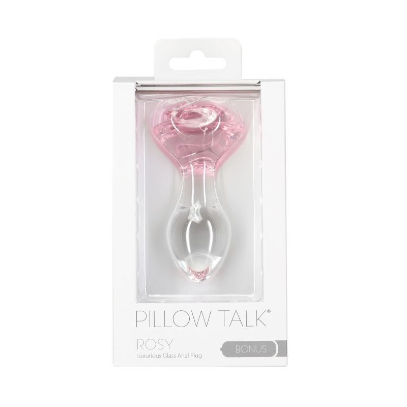 Pillow Talk Rosy Luxurious Glass Anal Plug w Clear Gem - Hush Store Sydney 