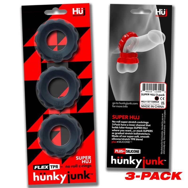 Super Hunkyjunk 3 Pc Cockrings Tar Ice - Hush Store Sydney 