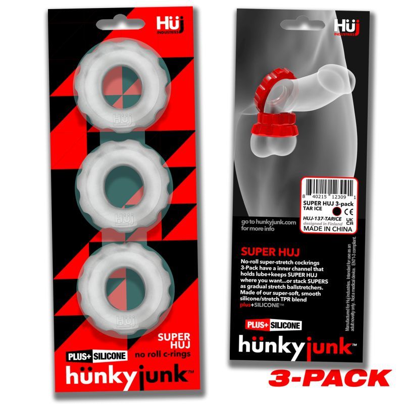 Super Hunkyjunk 3 Pc Cockrings Clear Ice - Hush Store Sydney 
