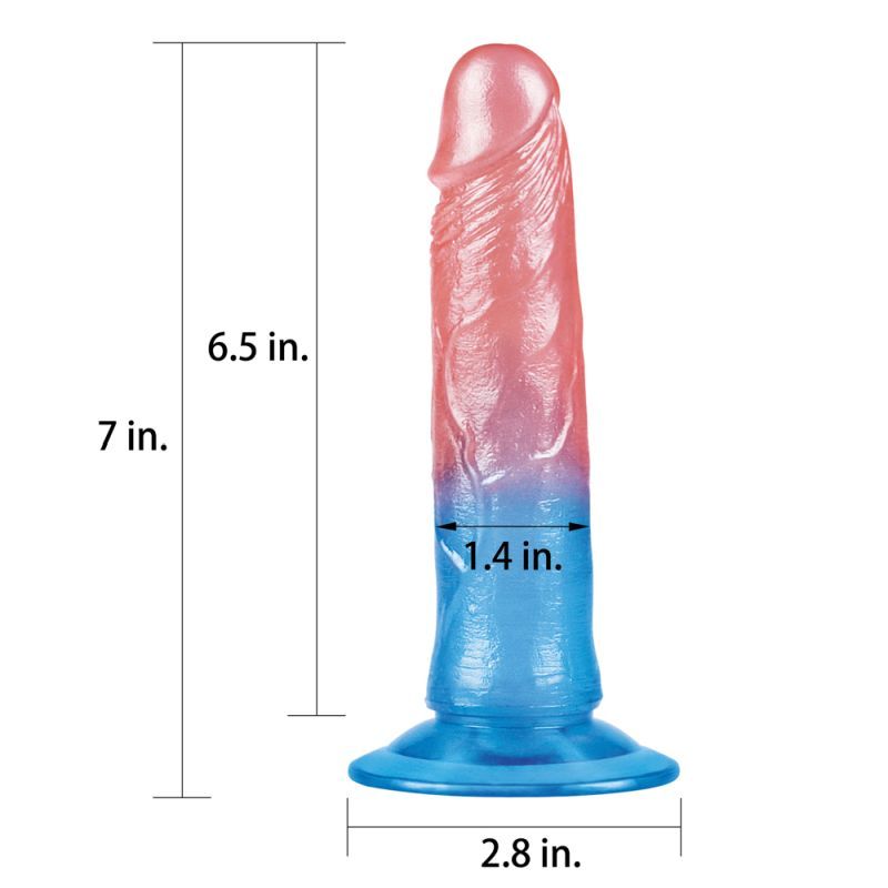 Dazzle Studs Dildo 7in Pink/Blue - Hush Store Sydney 