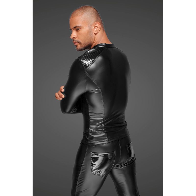Power Wetlook Mens Jacket w Pleated PVC Epaulets - Hush Store Sydney 