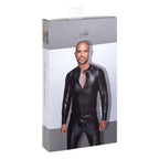 Power Wetlook Mens Jacket w Pleated PVC Epaulets - Hush Store Sydney 