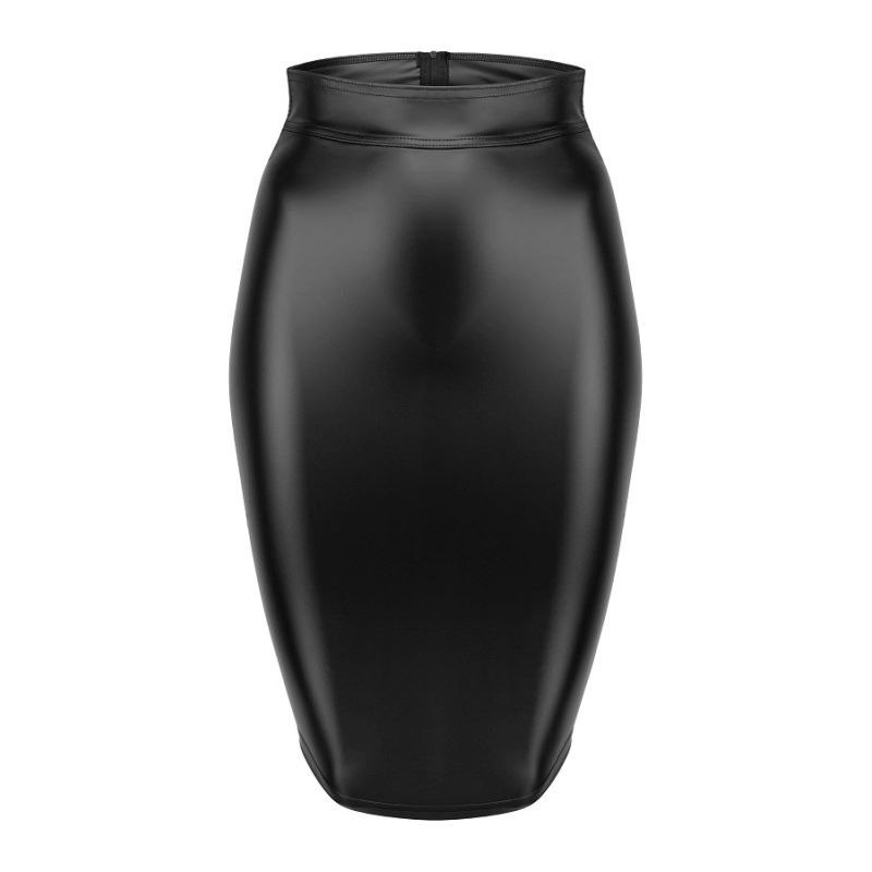 Power Wetlook Pencil Skirt w Long Zipper - Hush Store Sydney 