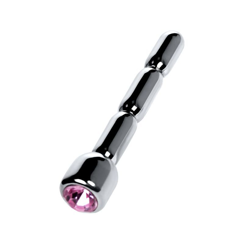 Silver Metal Urethral Plug w Ruby Rhinestone - Hush Store Sydney 