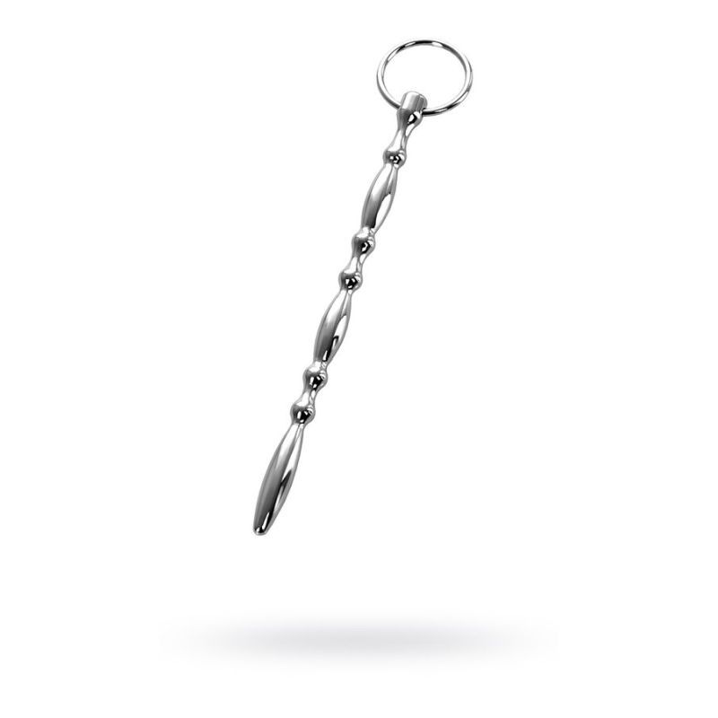 Silver Metal Beaded Urethral Plug w Ring - Hush Store Sydney 