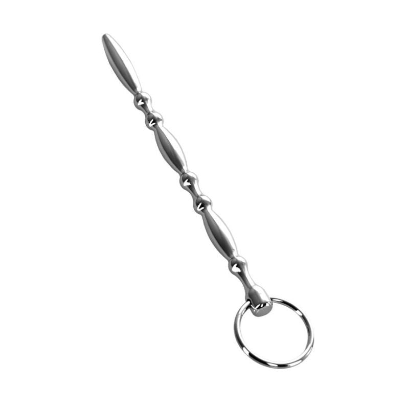 Silver Metal Beaded Urethral Plug w Ring - Hush Store Sydney 