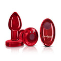 Cheeky Charms Red Rechargeable Vibrating Metal Butt Plug w Remote Small - Hush Store Sydney 