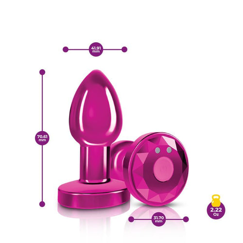 Cheeky Charms Pink Rechargeable Vibrating Metal Butt Plug w Remote Small - Hush Store Sydney 