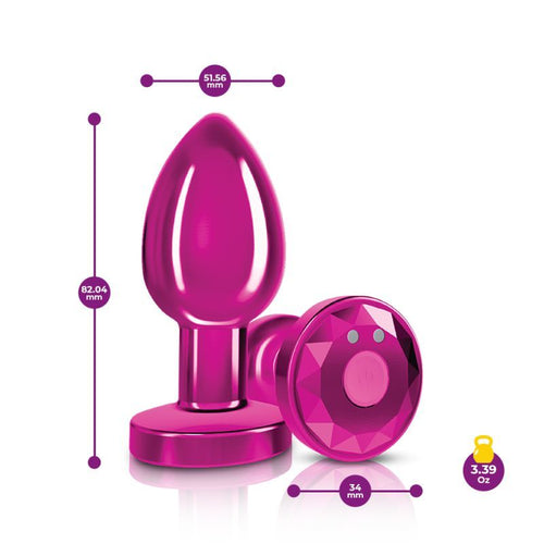 Cheeky Charms Pink Rechargeable Vibrating Metal Butt Plug w Remote Medium - Hush Store Sydney 