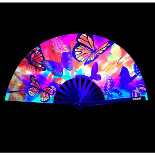 Butterfly Garden Blacklight Folding Fan - Hush Store Sydney 