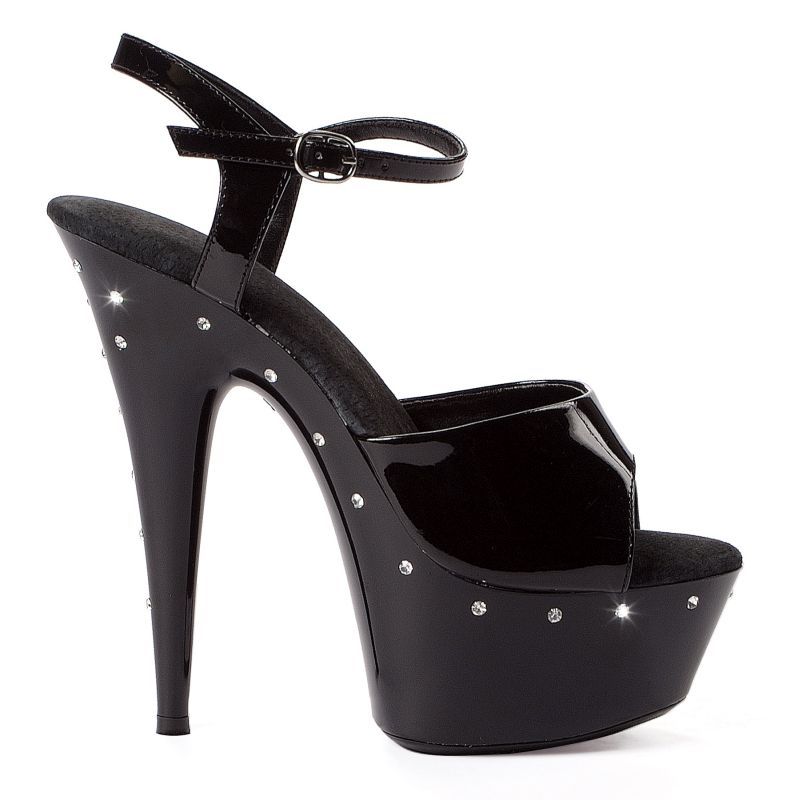 Rhinestone Platform Black 6in - Hush Store Sydney 