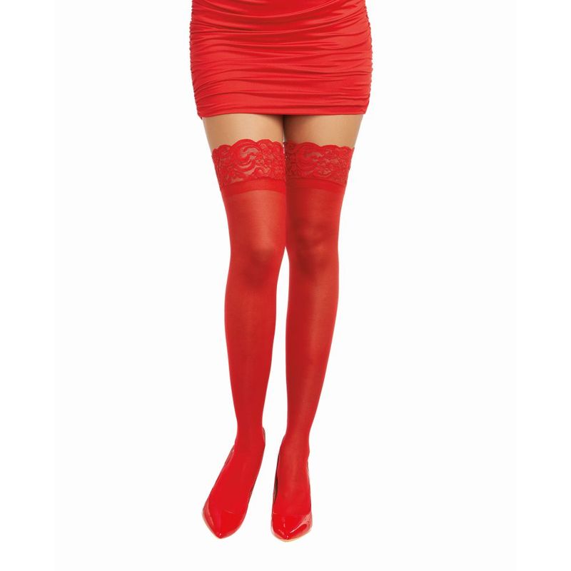 Dreamgirl Lace Top Thigh High Stockings Red
