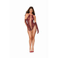 Dreamgirl Teddy w Gloves Burgundy - Hush Store Sydney 