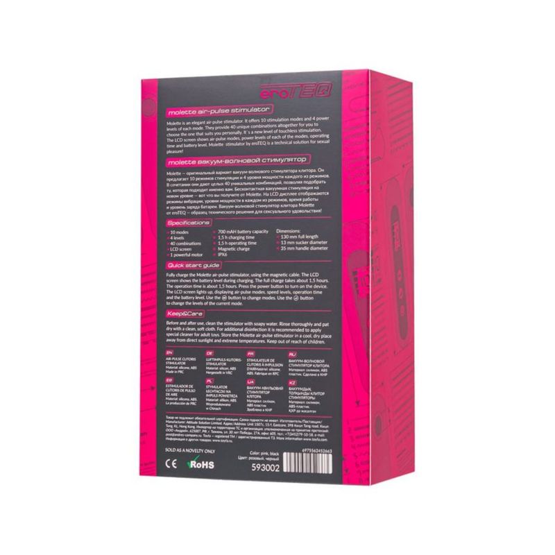 eroTeq Vacuum-Wave Clitoral Vibrator Molette Pink