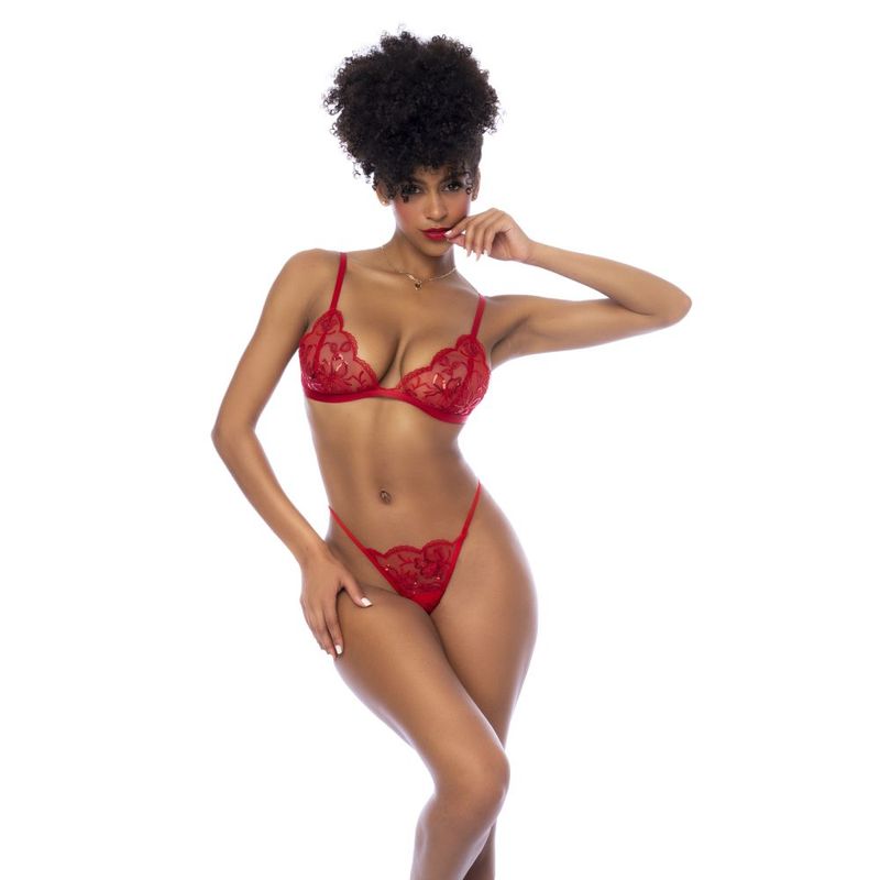 Red 3 Pc Set w/ Bralette, Garter Belt and Thong - Hush Store Sydney 