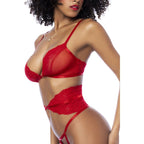 Red 3 Pc Set w/ Bra, Panties and Flexible Corset - Hush Store Sydney 