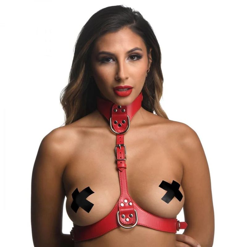 Red Female Chest Harness S/M - Hush Store Sydney 