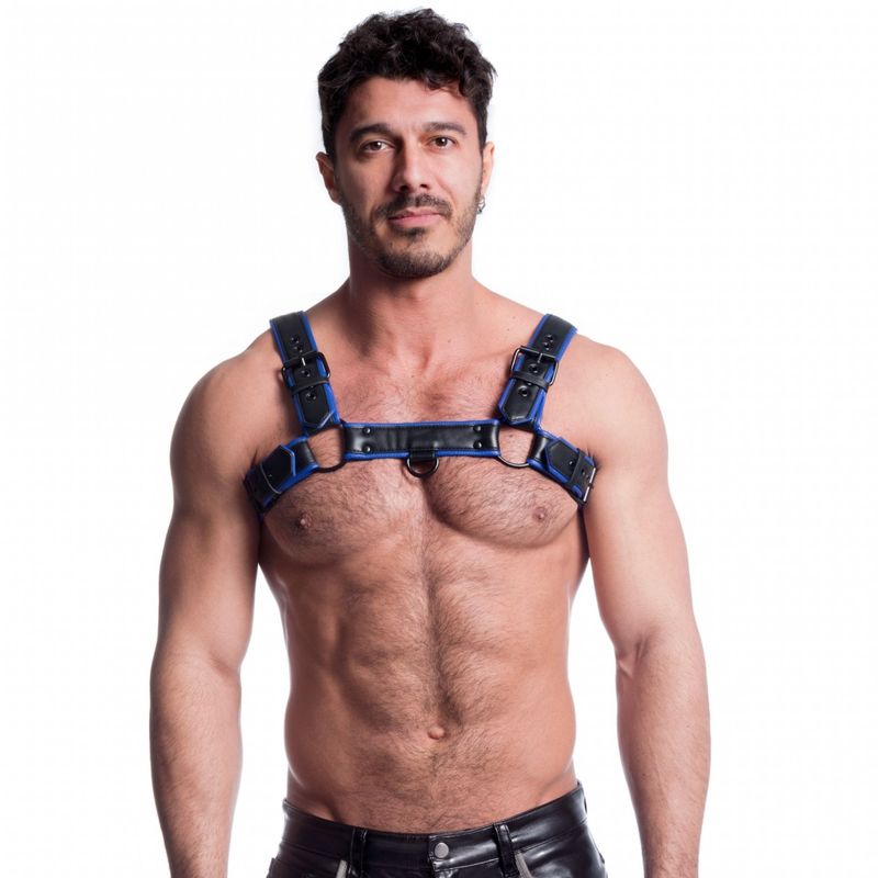 Vegan Bulldog Harness Black and Blue