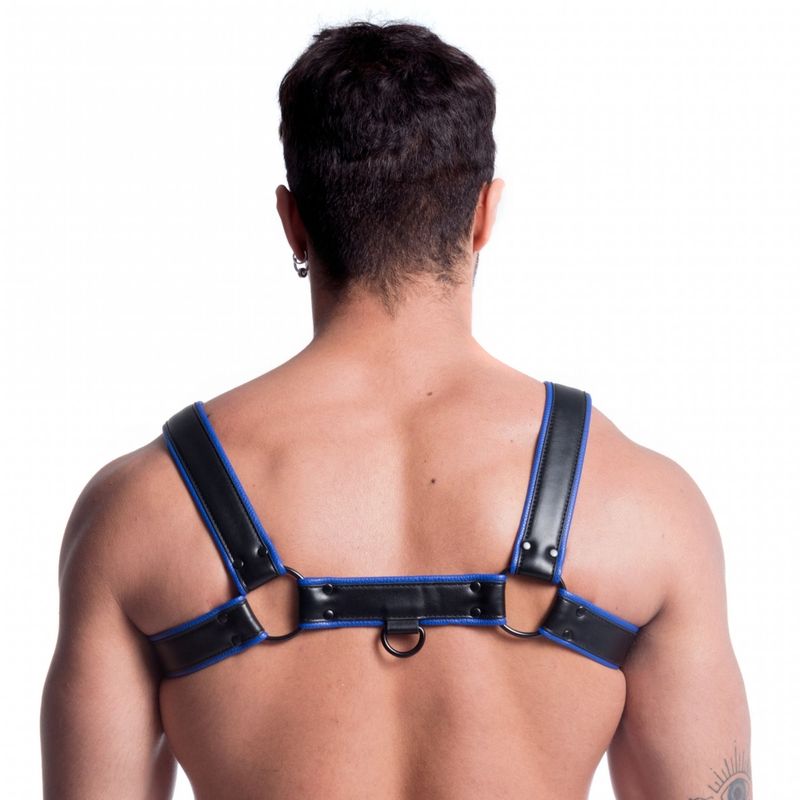 Vegan Bulldog Harness Black and Blue