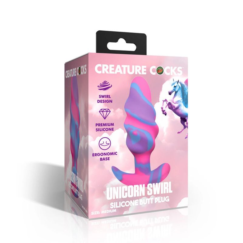 Unicorn Swirl Silicone Butt Plug Medium - Hush Store Sydney 
