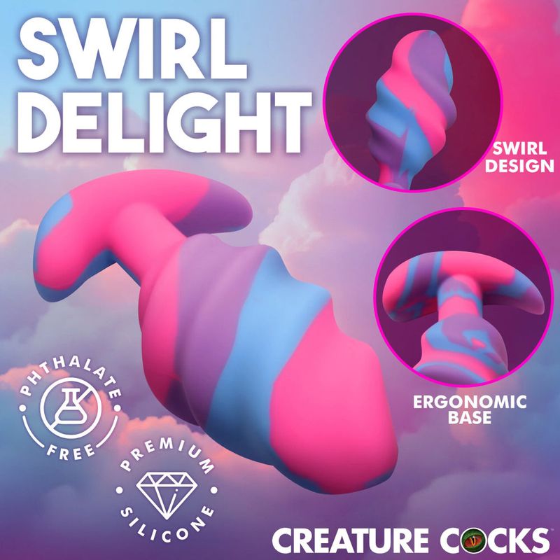 Unicorn Swirl Silicone Butt Plug Large - Hush Store Sydney 