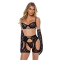 Playboy Flocked Bunny Chaps 3 Pc Set  Black - Hush Store Sydney 