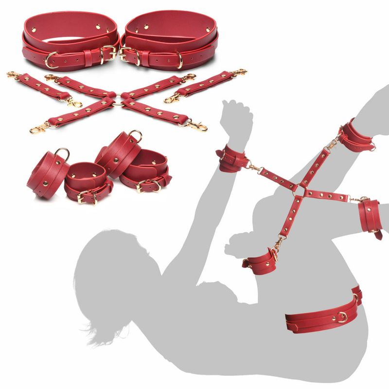 Crimson Captive Thigh Wrist Ankle Hog Tie Restraints - Hush Store Sydney 