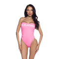 PlayBoy Pink 1 Pc Swimsuit with Ruched Side Ties & Removable Clear Straps - Hush Store Sydney 