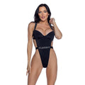PlayBoy Black High-Leg 1 Pc Swimsuit with Rhinestone Logo - Hush Store Sydney 