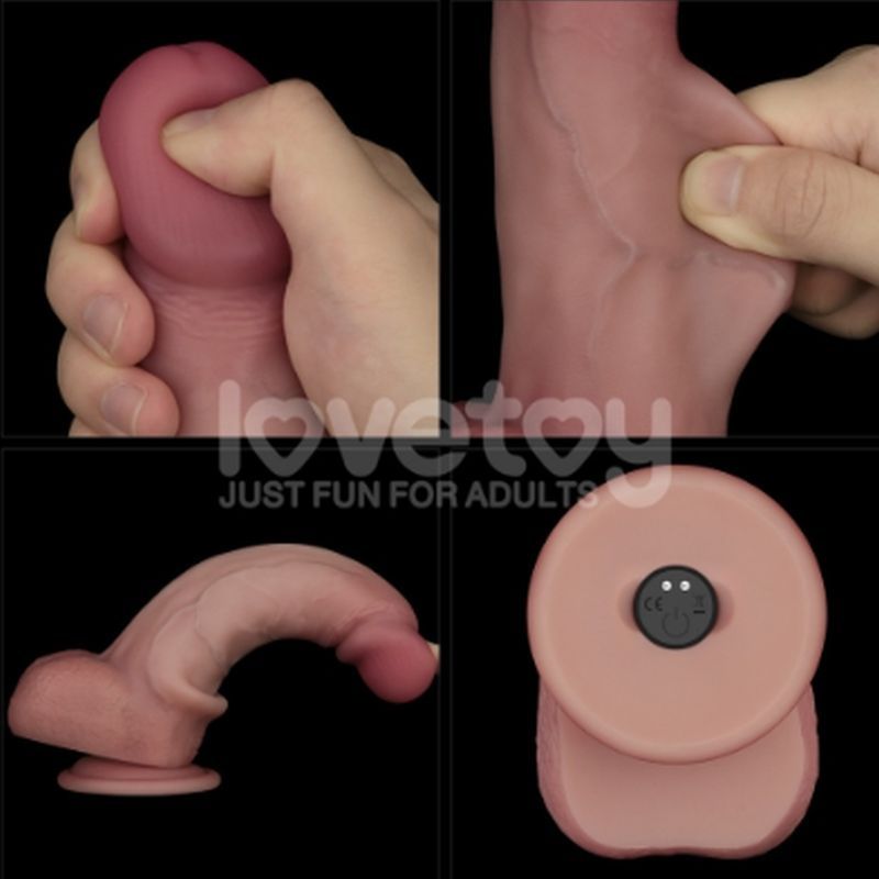Vibrating Sliding Skin Pro II Silicone Dong 8in
