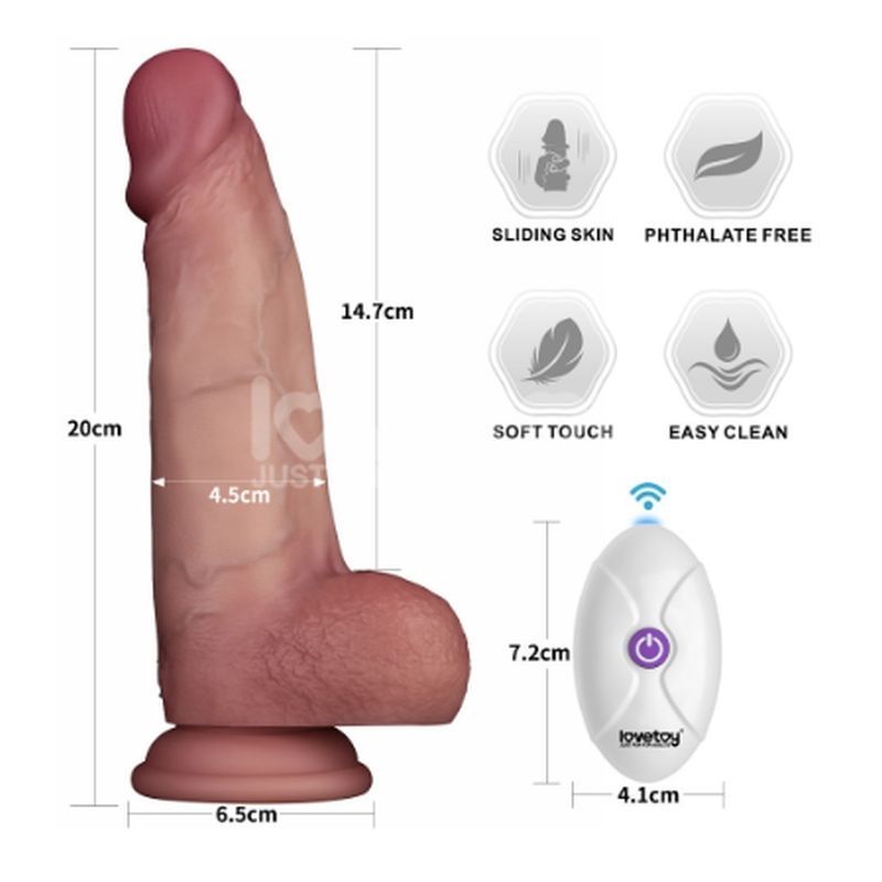 Vibrating Sliding Skin Pro II Silicone Dong 8in