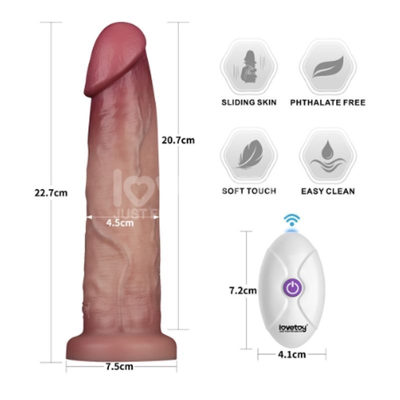 Vibrating Sliding Skin Pro II Silicone Dong 9in