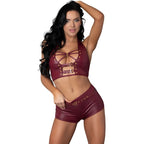 Thalia Burgundy Tease Two Piece Set