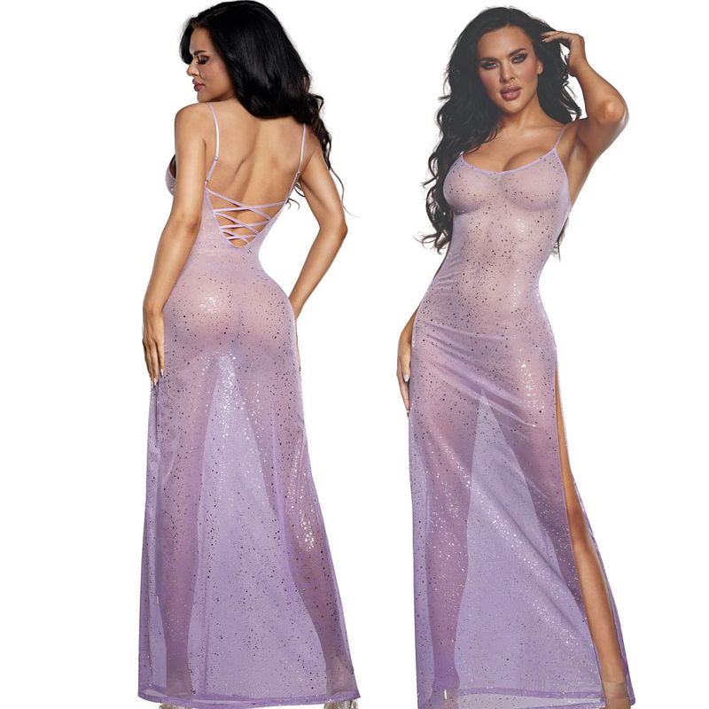 DreamGirl Ombre Glitter Mesh Gown Lilac - Hush Store Sydney 