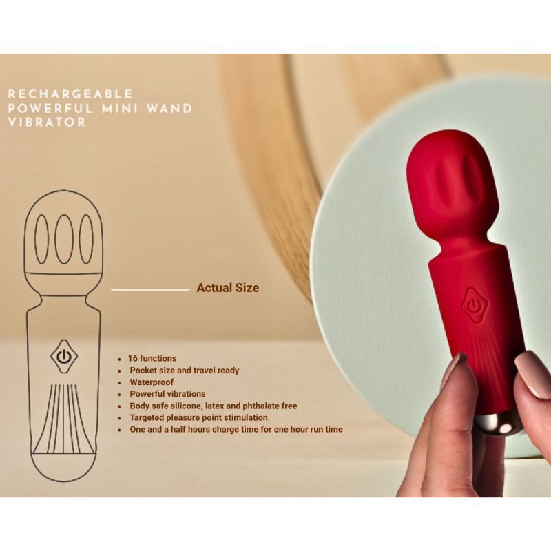 Rechargeable 16 Mode Silicone Mini Wand Black Tulip Hush Store Sydney