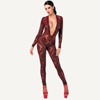 Kink Royal V Neck Catsuit Red