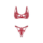 Luise Sublim 2 Pc Bra Panty Crotchless Set Red