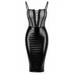 Wet Look Sheer Lace Up Dress Black