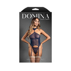 DOMINA Gartered Bustier & Panty - Navy - Navy Blue - S/M Size