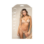 OPULENCE Pearl Bra & Crotchless Panty - Gold - Gold - M/L Size