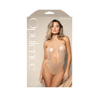 OPULENCE Crotchless Pearl Teddy - Gold - Gold - S/M Size