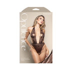 OPULENCE Crotchless Pearl Plunge Teddy ML - Chocolate - M/L Size