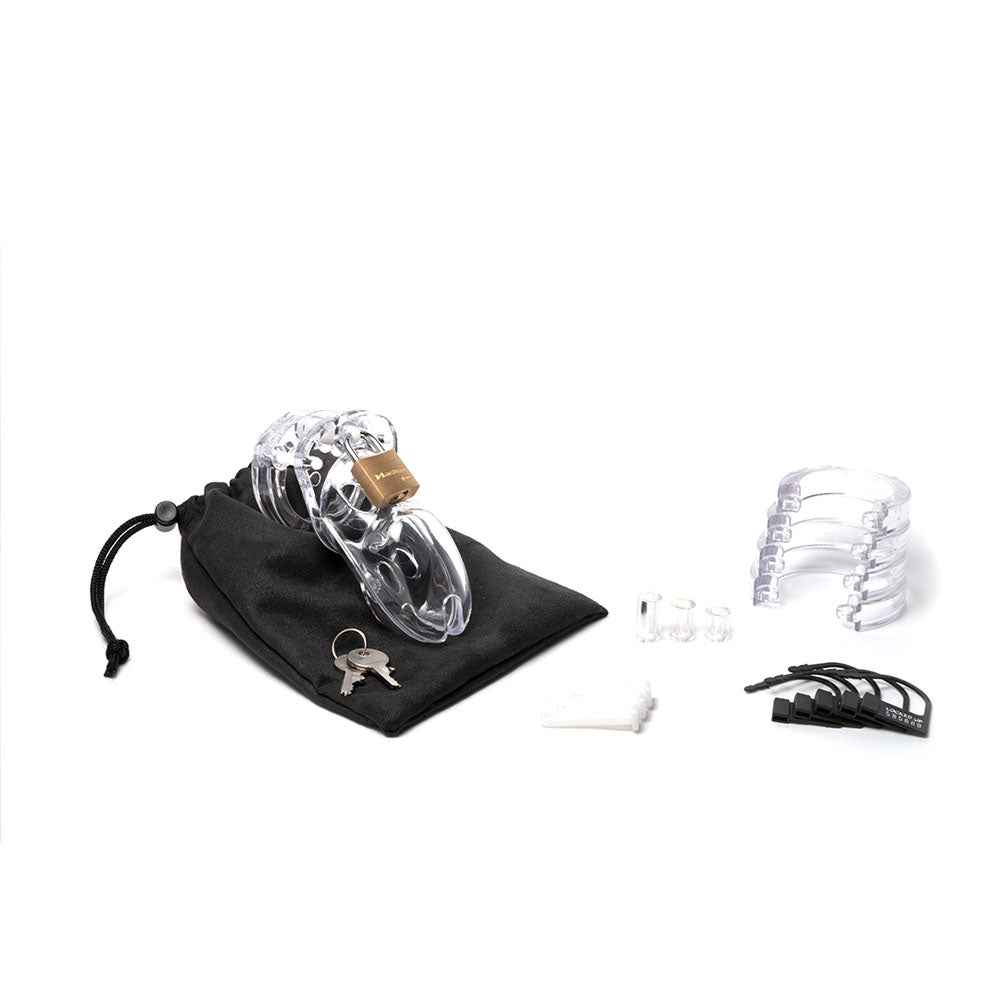 CB-3000 Chastity Cock Cage Kit - Clear - Clear 3 Inch Cock Cage Kit - Hush Store Sydney 