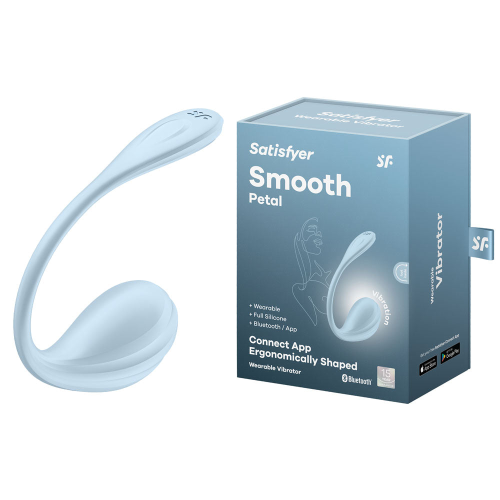 Satisfyer Smooth Petal - Light Blue - Light Blue USB Rechargeable Wearable Stimulator with App Control