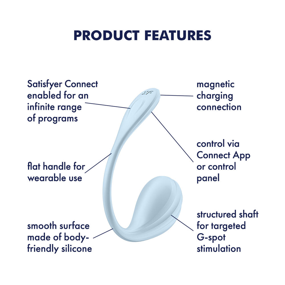 Satisfyer Smooth Petal - Light Blue - Light Blue USB Rechargeable Wearable Stimulator with App Control