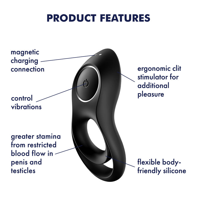 Satisfyer Legendary Duo - Black USB Rechargeable Cock & Balls Ring - Hush Store Sydney 