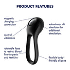 Satisfyer Majestic Duo - Black USB Rechargeable Cock Ring - Hush Store Sydney 