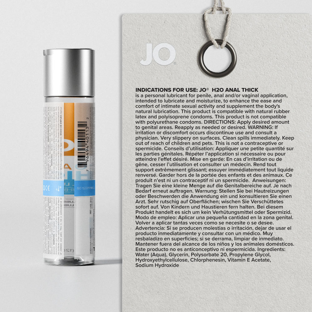 JO H2O Anal Thick Lube - 60 mL - Thick Water Based Anal Lubricant - 60 ml Bottle - Hush Store Sydney 