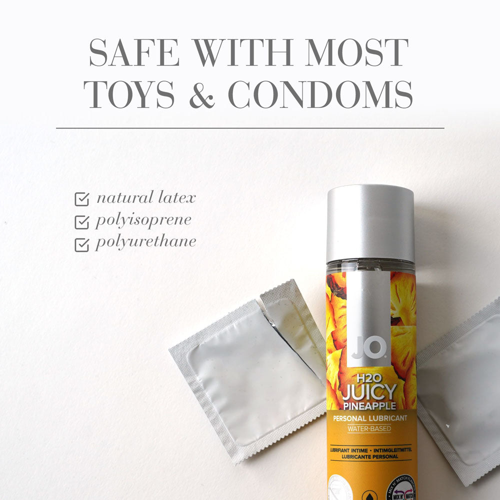 JO H2O Juicy Pineapple Lube - 120 mL - Pineapple Flavoured Water Based Lubricant - 30 ml Bottle - Hush Store Sydney 