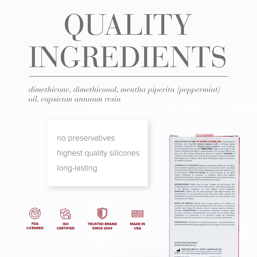 JO Atomic Clitoral Gel - Stimulating Gel for Women - 10 ml Tube - Hush Store Sydney 